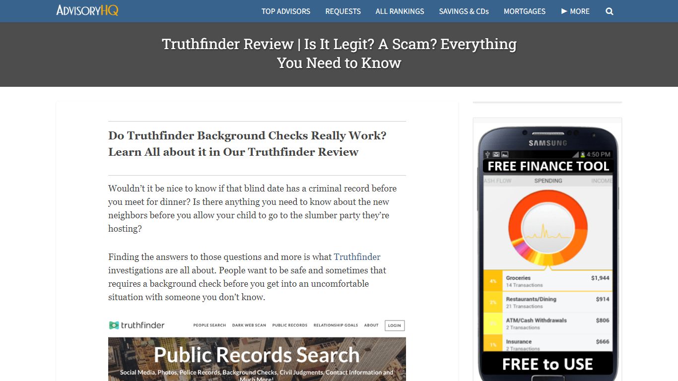 Truthfinder Review | Is It Legit? A Scam? Everything You ... - AdvisoryHQ